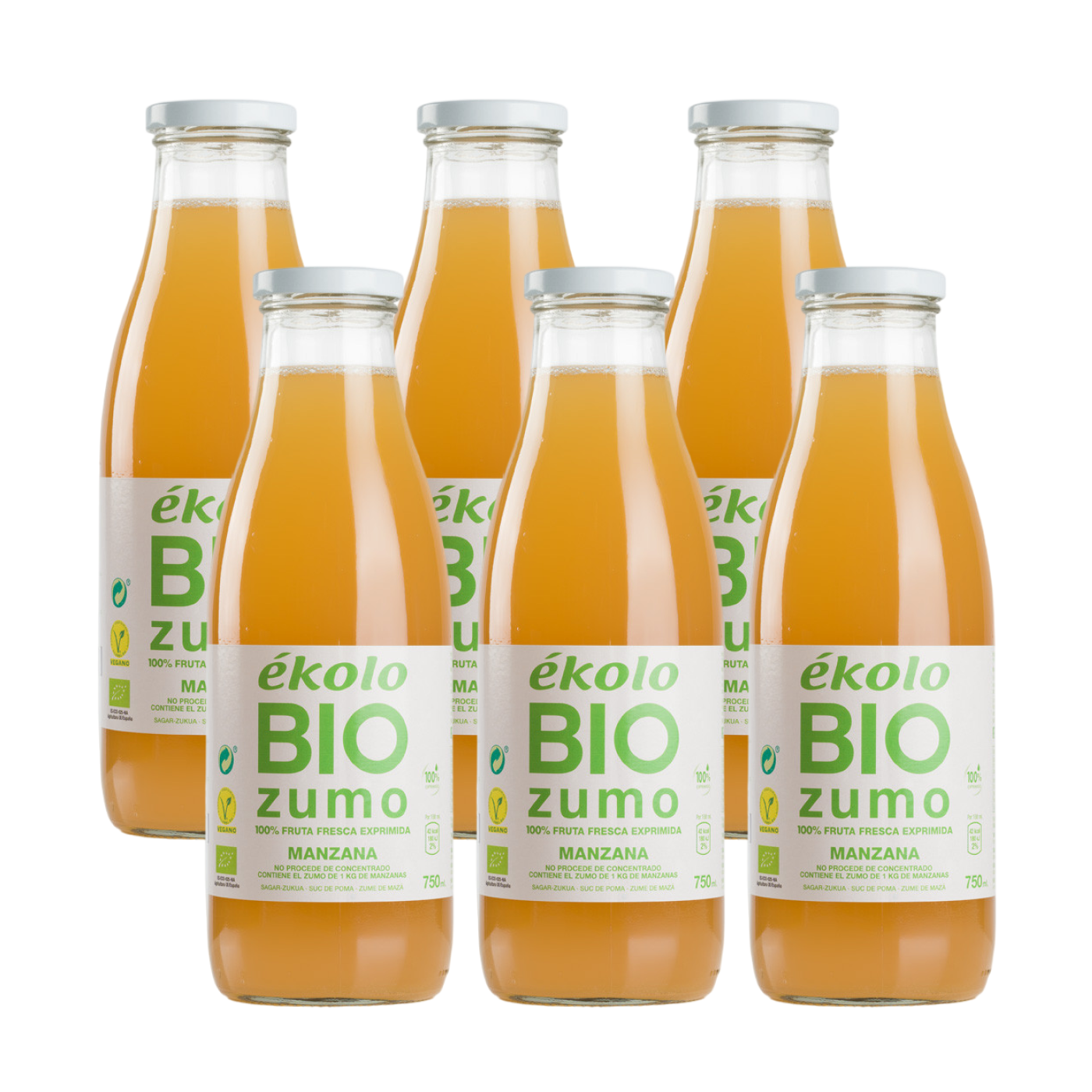 Pack 6x jus de pomme bio 100 % pressé Ékolo 750 ml