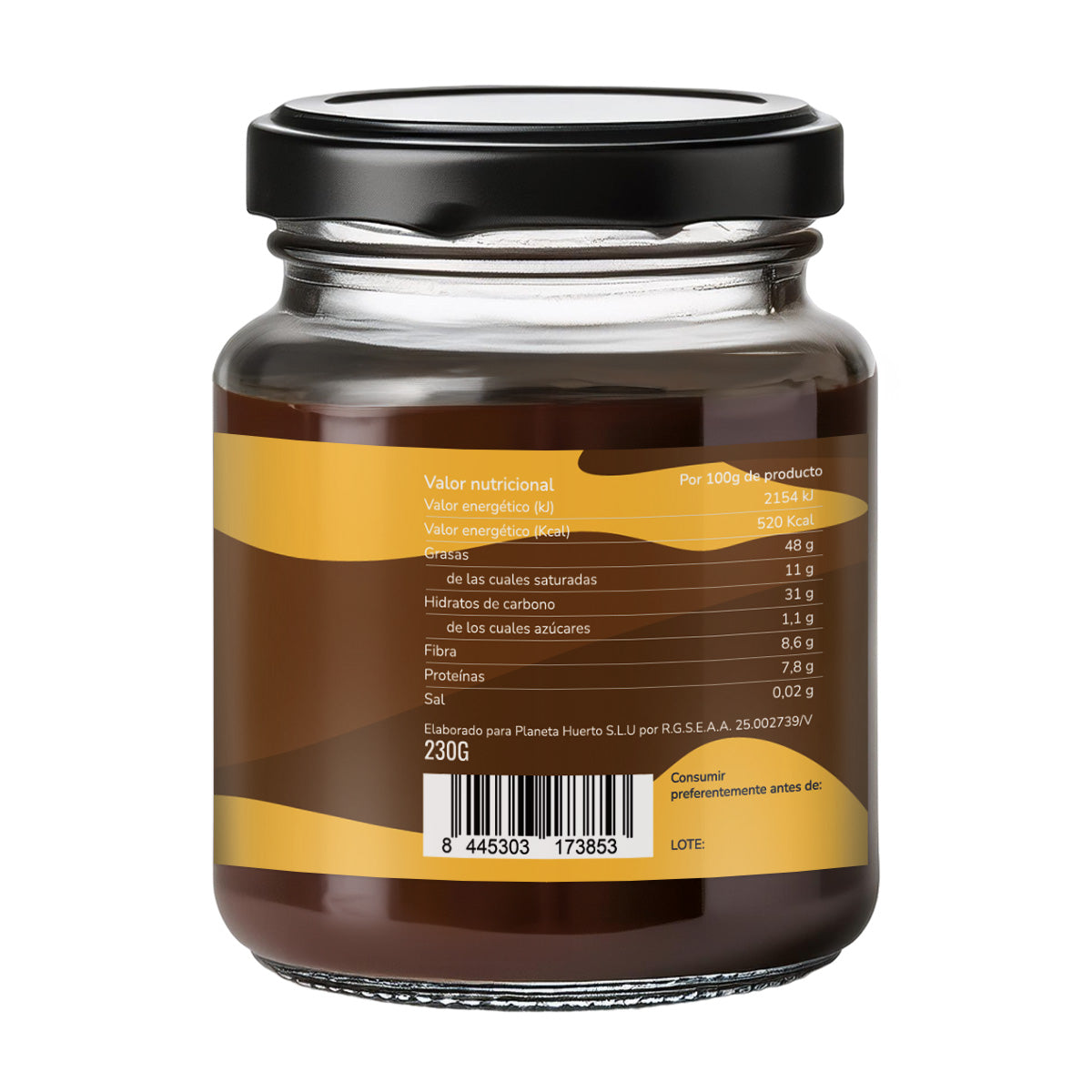 Lot de 3 pots de crème de noisettes et cacao sans sucres ajoutés ECO Planeta Huerto 230 g