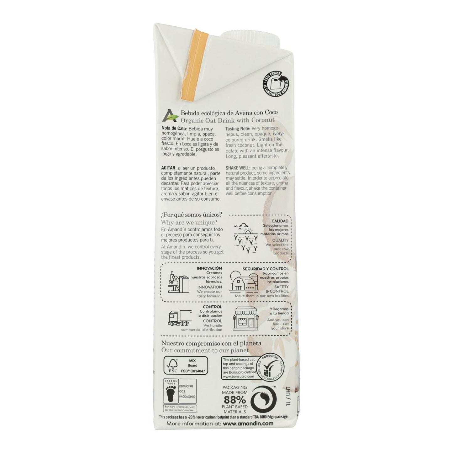 Boisson à l'avoine et à la noix de coco Amandín 1 L