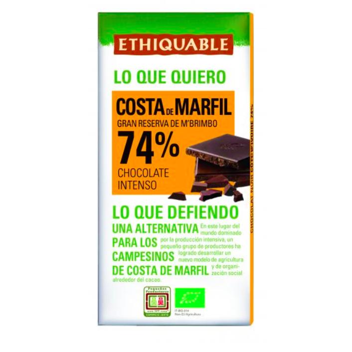 Zartbitterschokolade 74 % Elfenbeinküste BIO Ideas Comercio Justo 100 g
