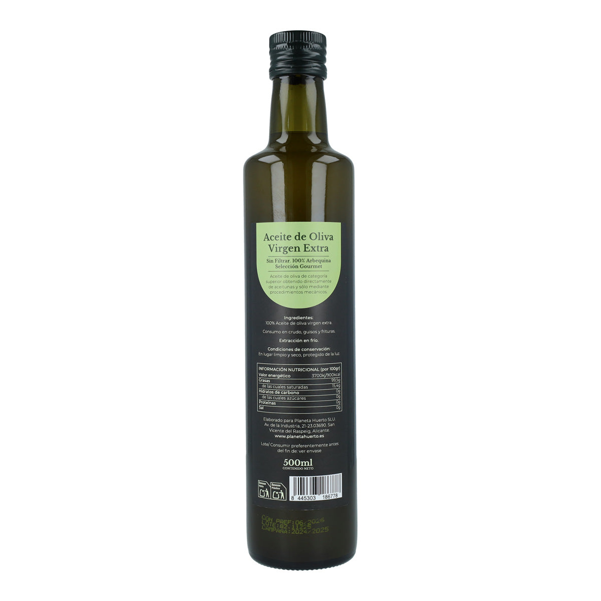 Niefiltrowana zielona oliwa z oliwek z pierwszego tłoczenia Planeta Huerto 500 ml