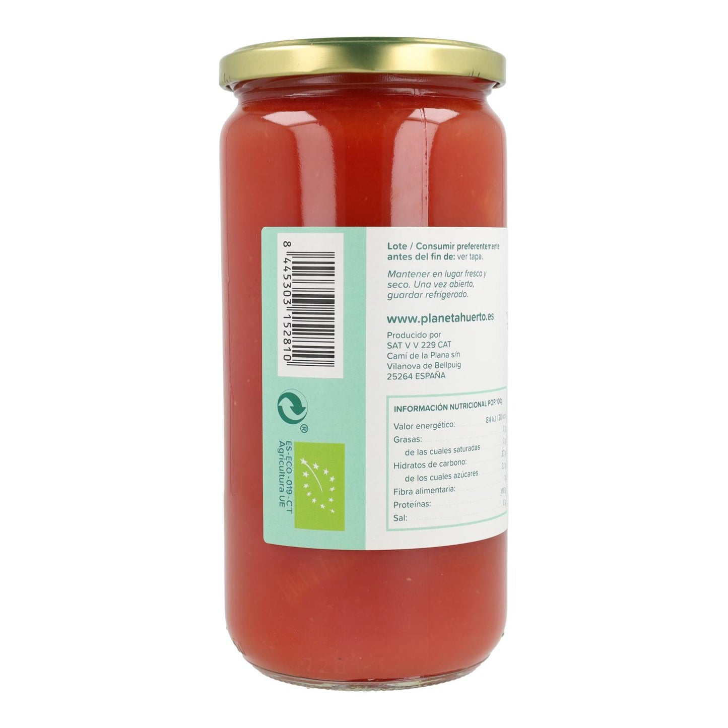 Pomodoro pelato intero ECO Planeta Huerto 660 g