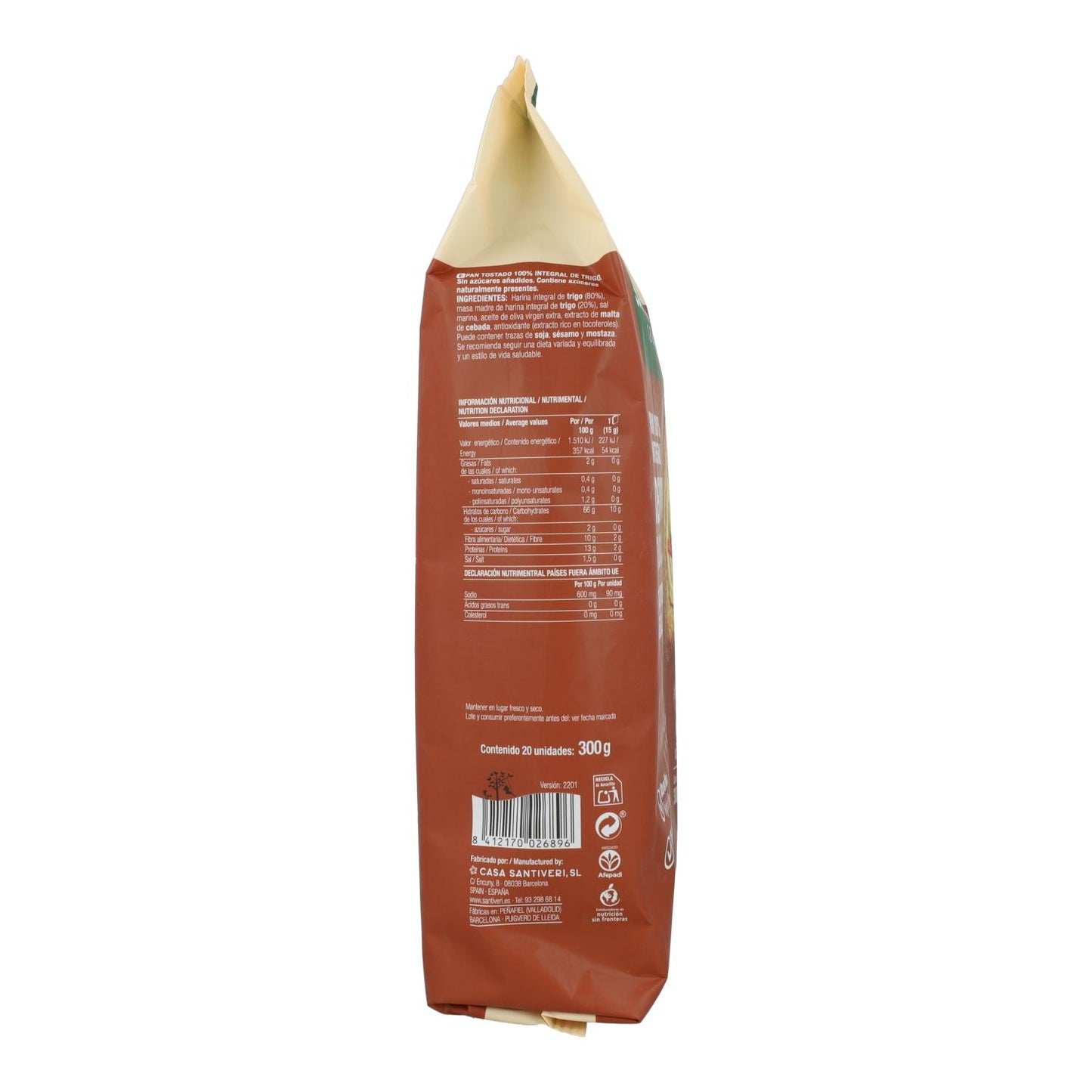 Pain traditionnel à la dextrine Santiveri 300 g