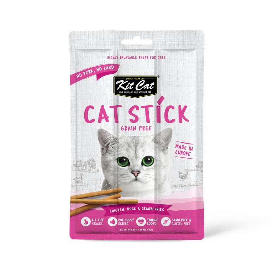 Kit Cat Cat Stick - Poulet & Canard et Myrtilles 15 g Snack semi-humide pour chats
