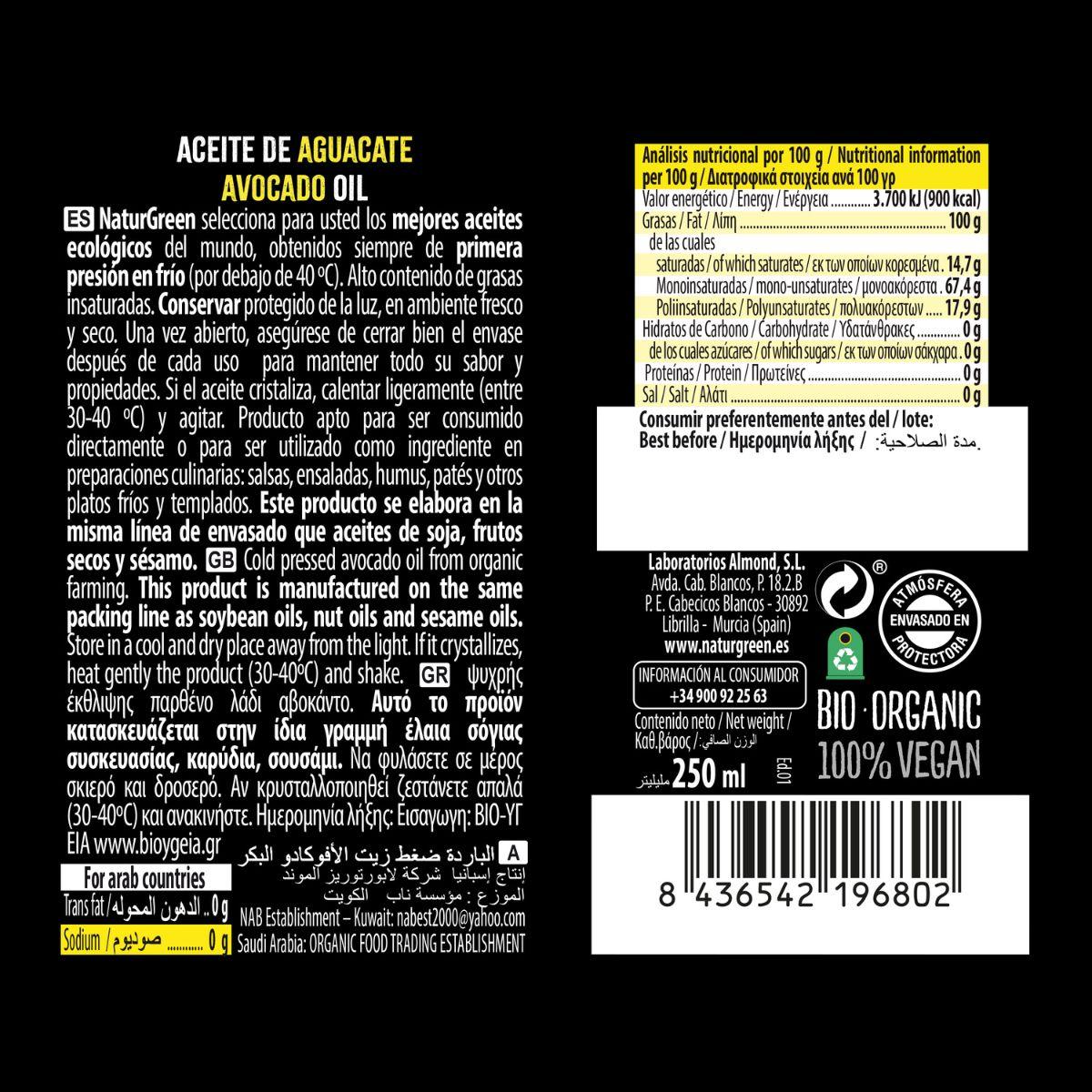 Olej z awokado Bio NaturGreen 250 ml