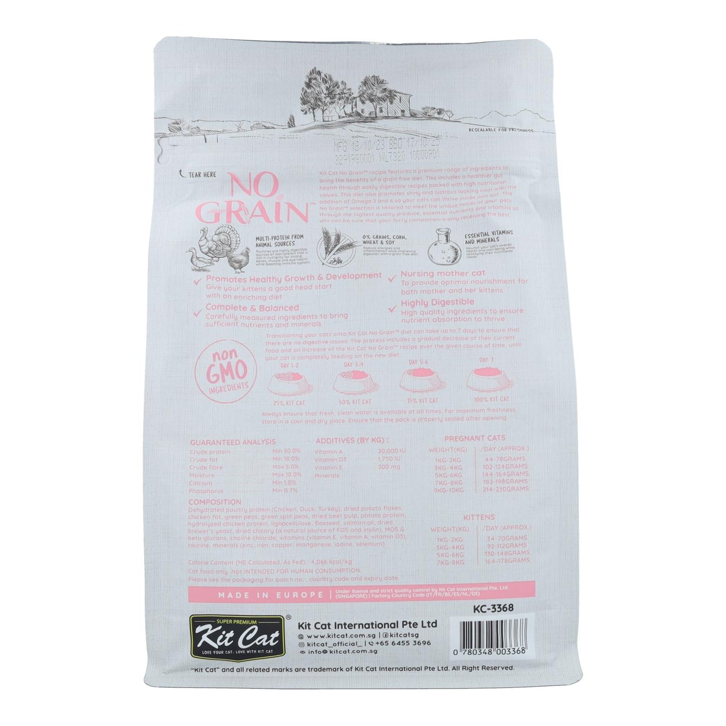 Kit Cat No Grain Cat Food - Kitten Recipe 1 kg Aliment naturel pour chatons