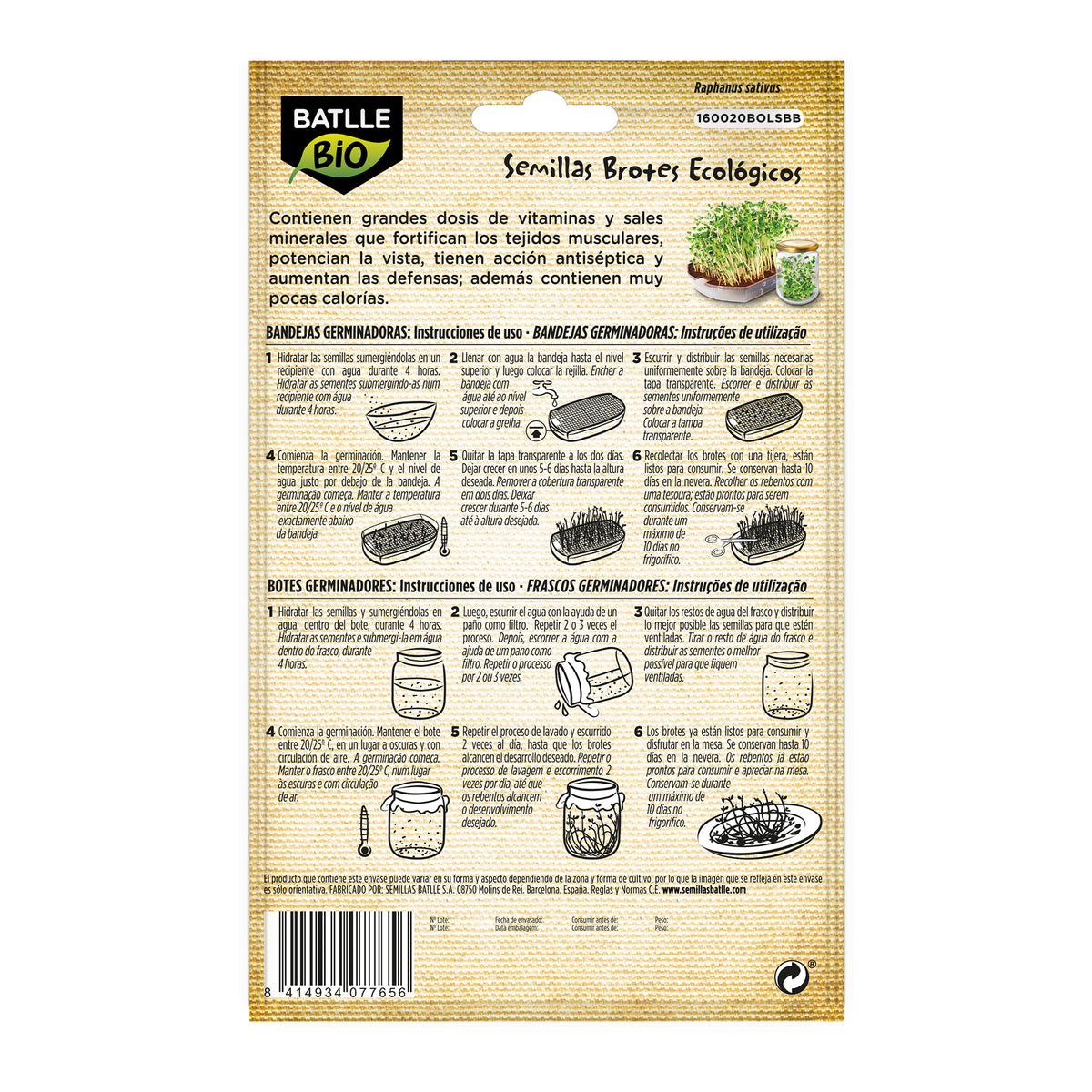 Semi di ravanello Sango biologici per germogli Batlle