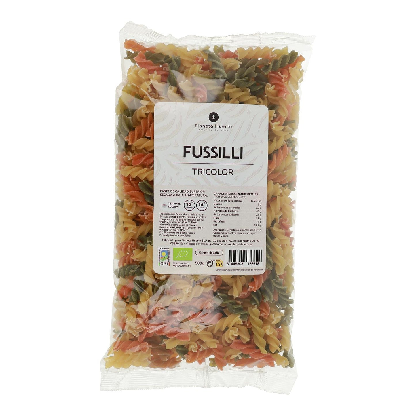 Fusilli tricolor ECO Planeta Huerto 500gr