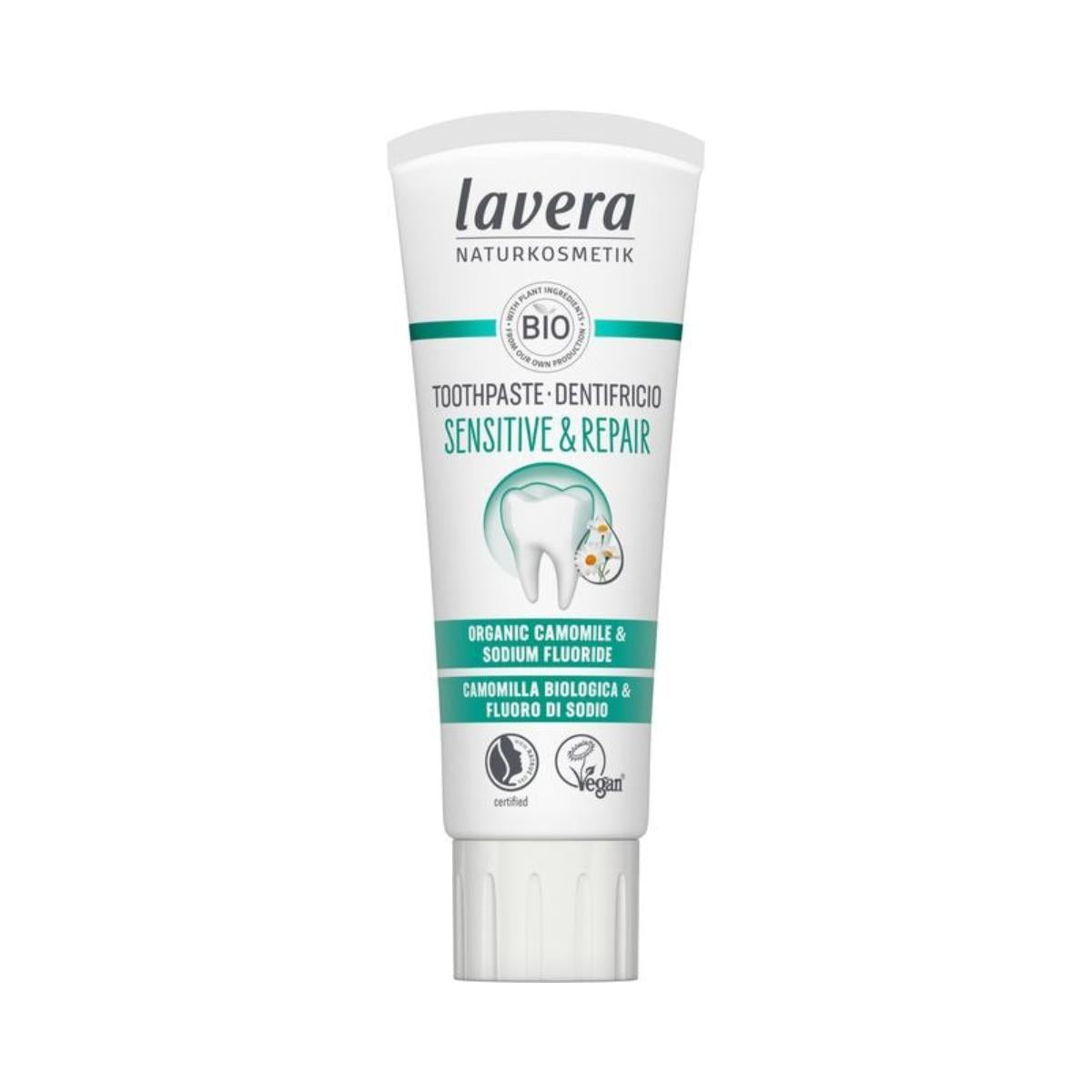 Sensitive Teeth & Repair Toothpaste - Organic Chamomile & Sodium Fluoride, Lavera 75 ml