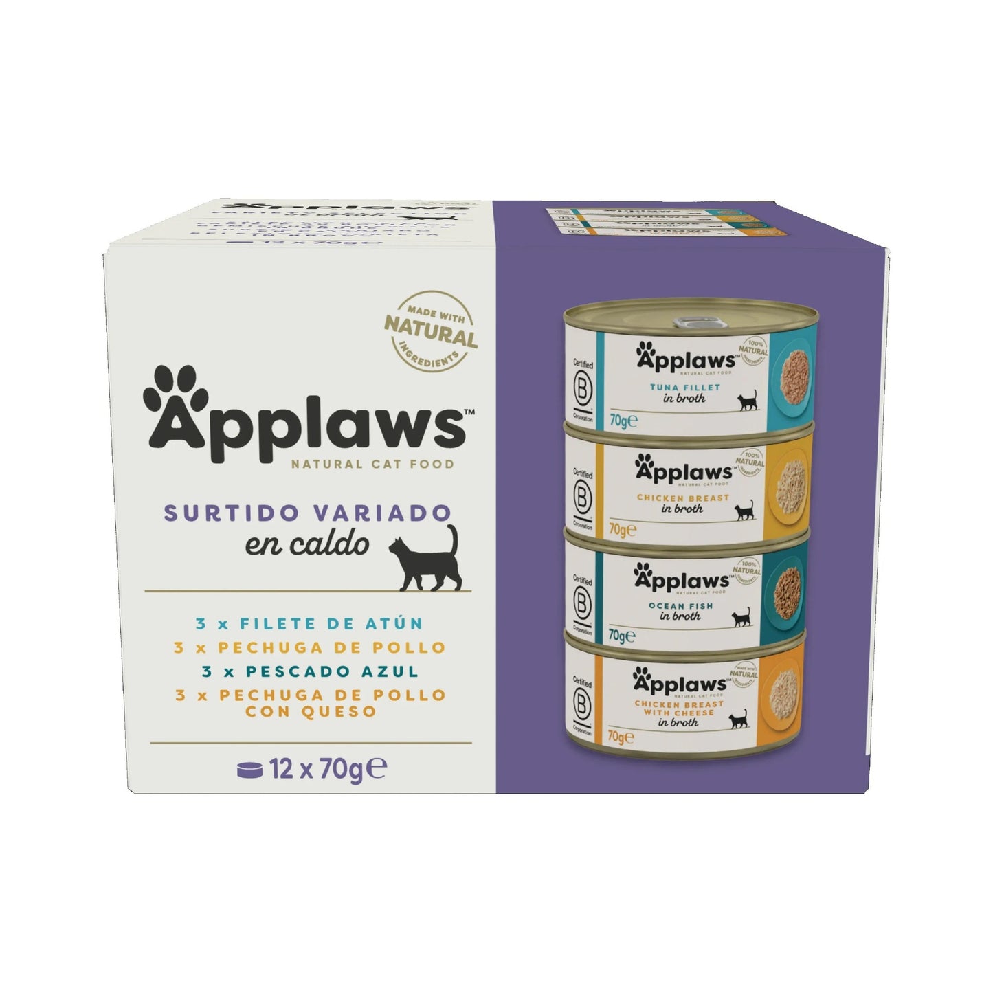 Applaws Cat Boîte Sélection suprême Multipack 12 x 70 g Nourriture humide pour chats naturelle sans céréales