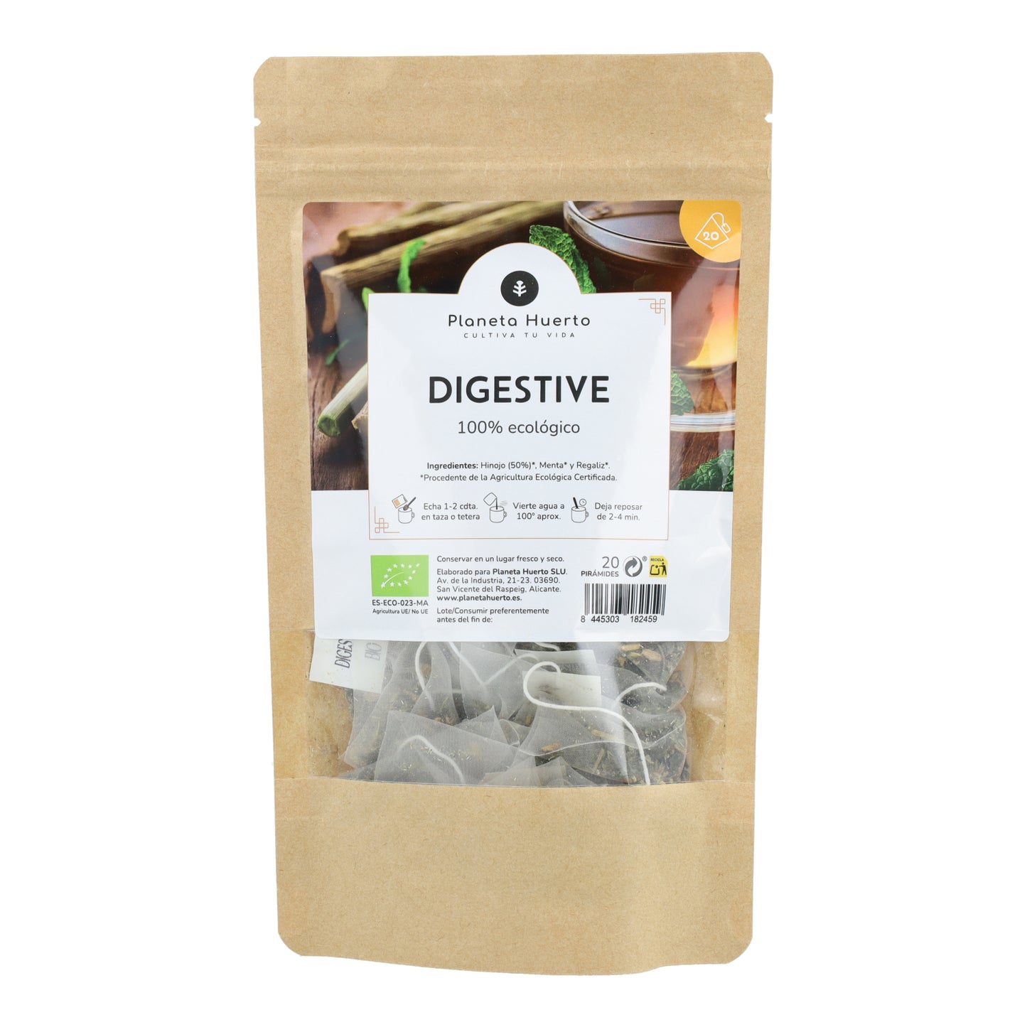 Infuso digestivo ECO Finocchio, menta e liquirizia Planeta Huerto 20 piramidi