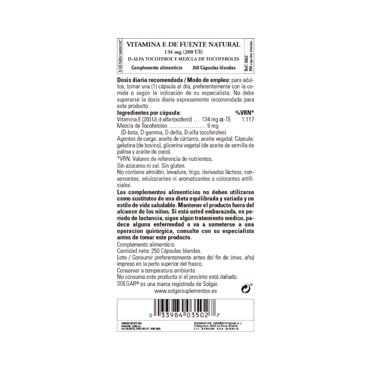 Vitamine E 200 IE 134 mg 50 capsules