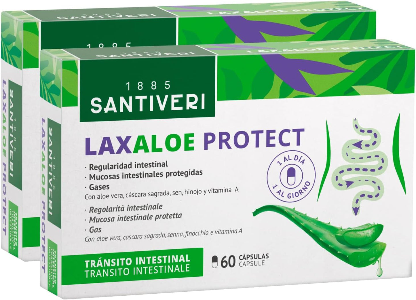 Opakowanie 2X Laxaloe Protect kapsułki Santiveri 60 kapsułek