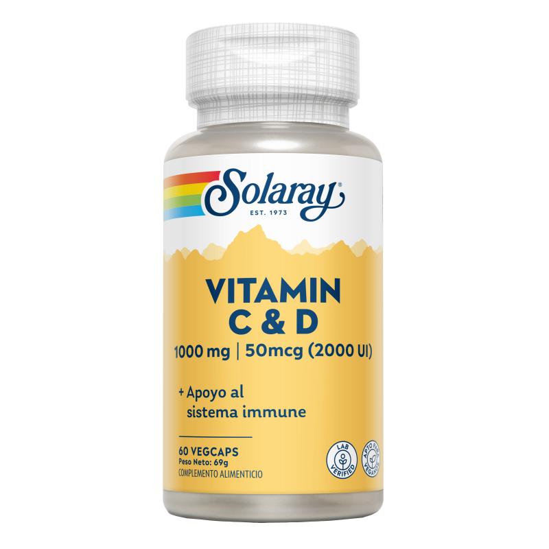 Vitamin C (1000 mg) + D (2000 IE) Solaray 60 Vegcaps