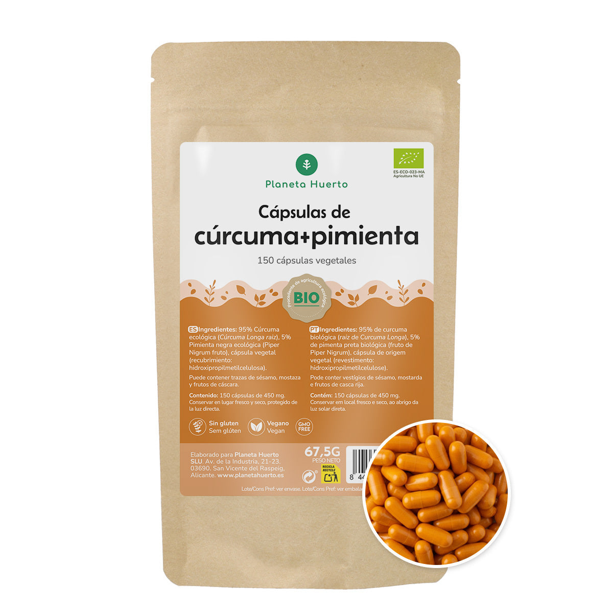 Curcuma Bio + Poivre Bio Planeta Huerto 150 gélules