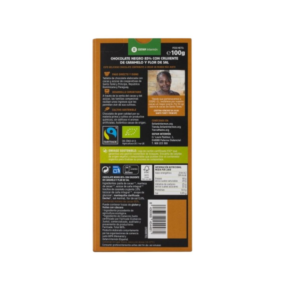 Tablette de chocolat noir 85 % caramel et fleur de sel Tierra Madre 100 g