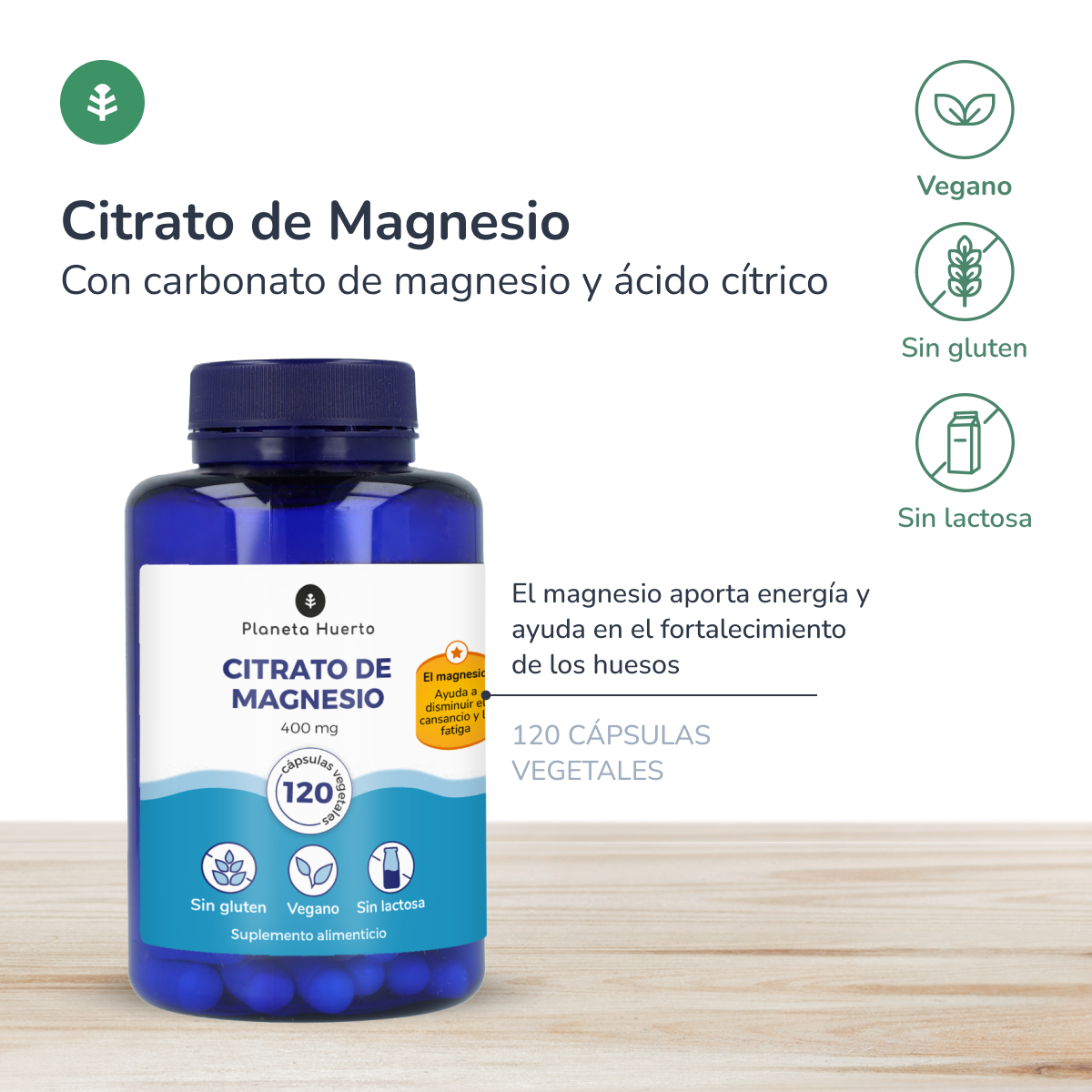 Magnesiumzitrat Planeta Huerto 120 Kapseln.