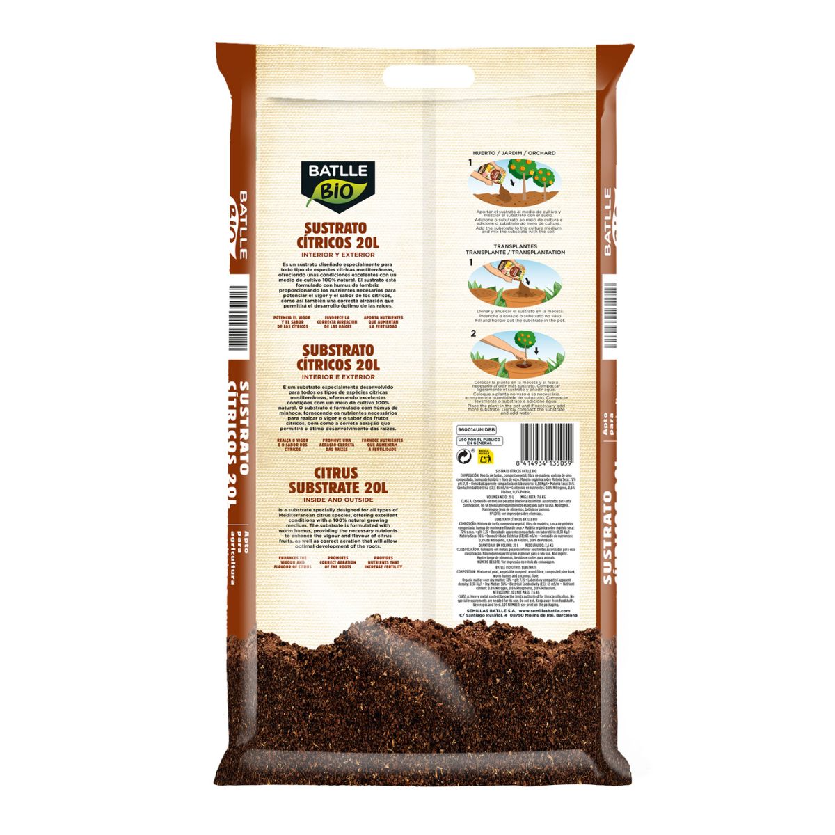 Substrat écologique pour agrumes Batlle Bio 20 L