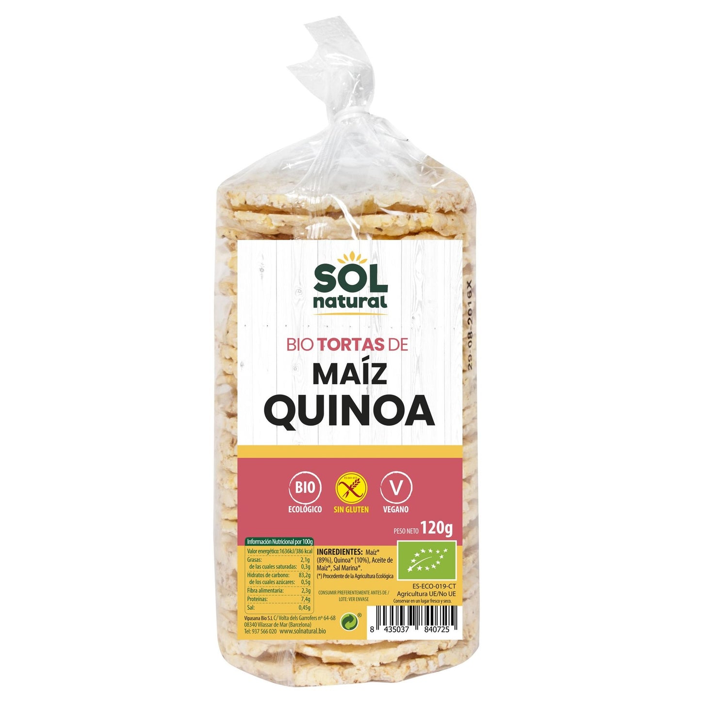Focaccine di mais con quinoa biologica senza glutine Sol Natural 120 g
