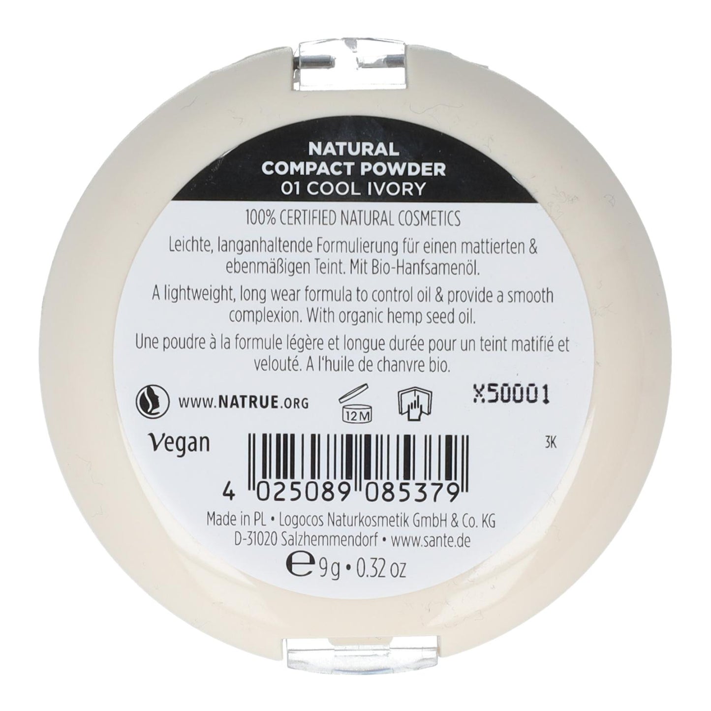 Compacte make-up 01 Cool Ivory Sante 9 g