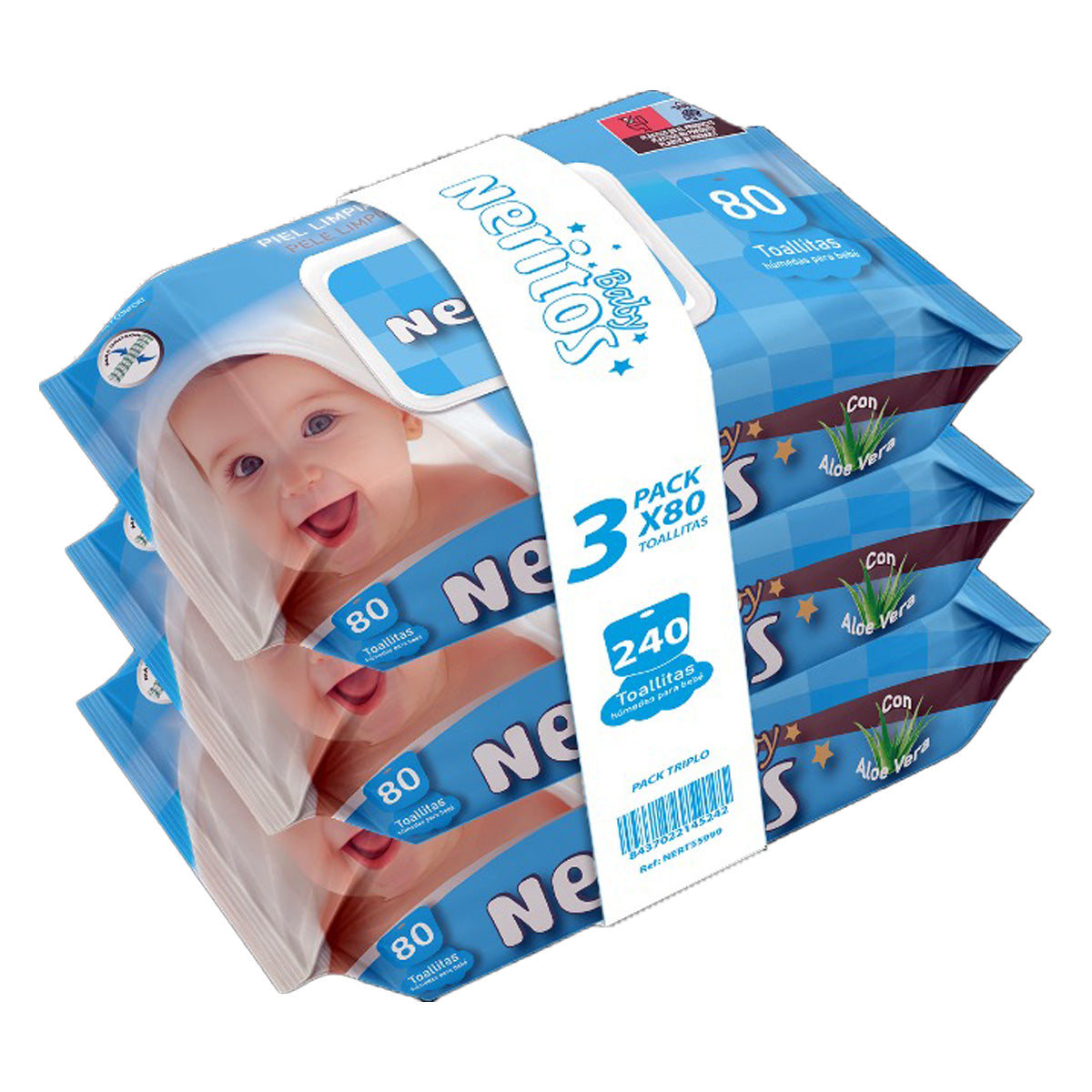 Neritos Baby Aloe Vera våtservetter, trippelpack 80 st