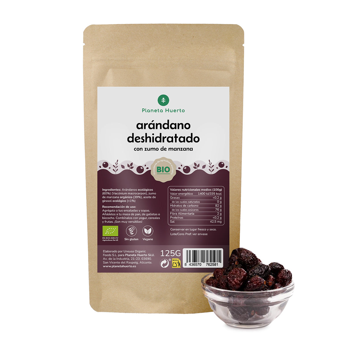 Gedehydrateerde bosbes ECO Planeta Huerto 125 g