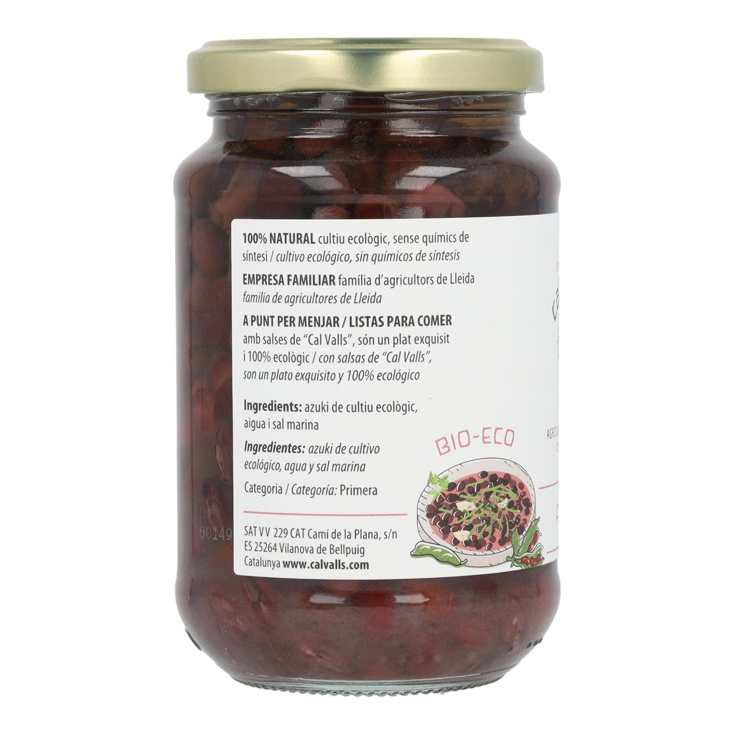 Gekochte Azukibohnen in ECO Cal Valls Konfitüre, 290 g