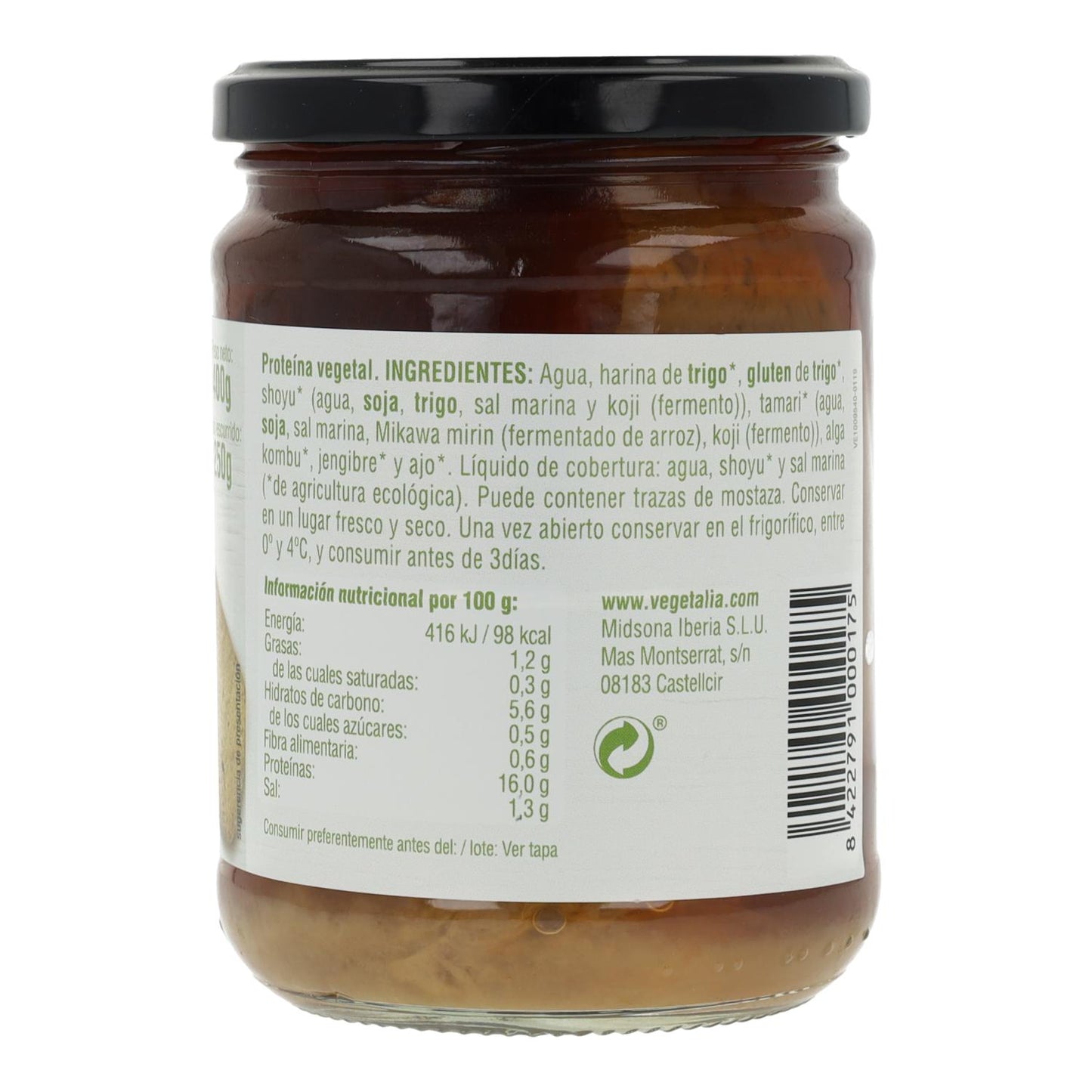 Seitan w szklanym słoiku Vegetalia 250 g