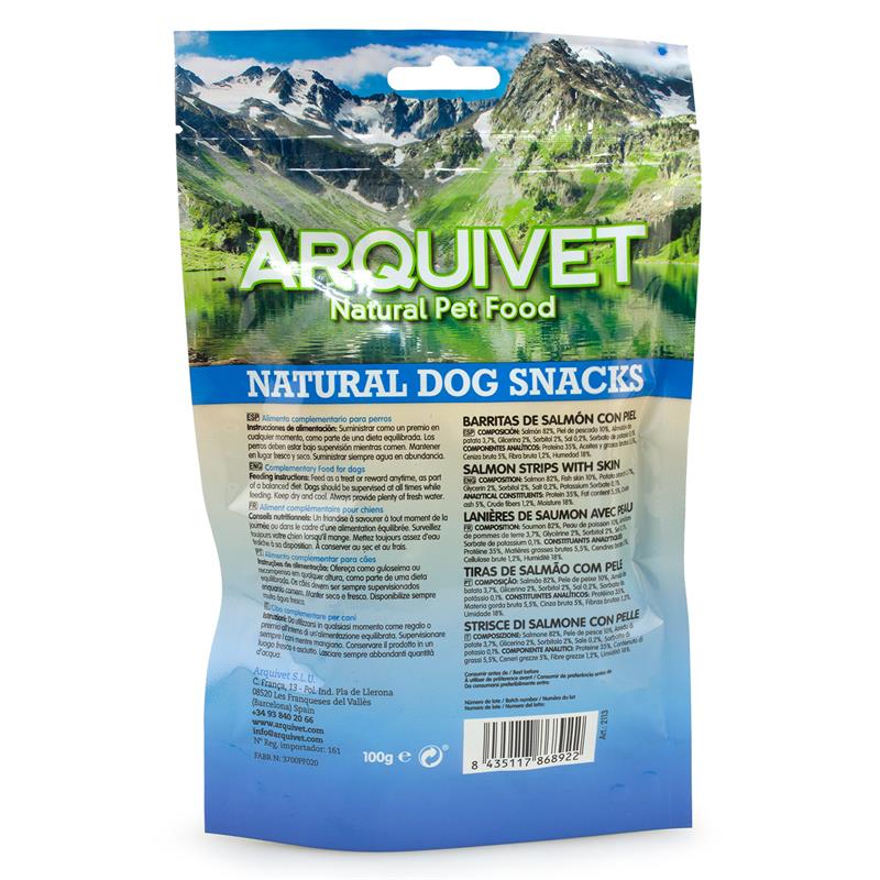 Arquivet Natural Dog Snack Salmon Bars with Skin 100 g