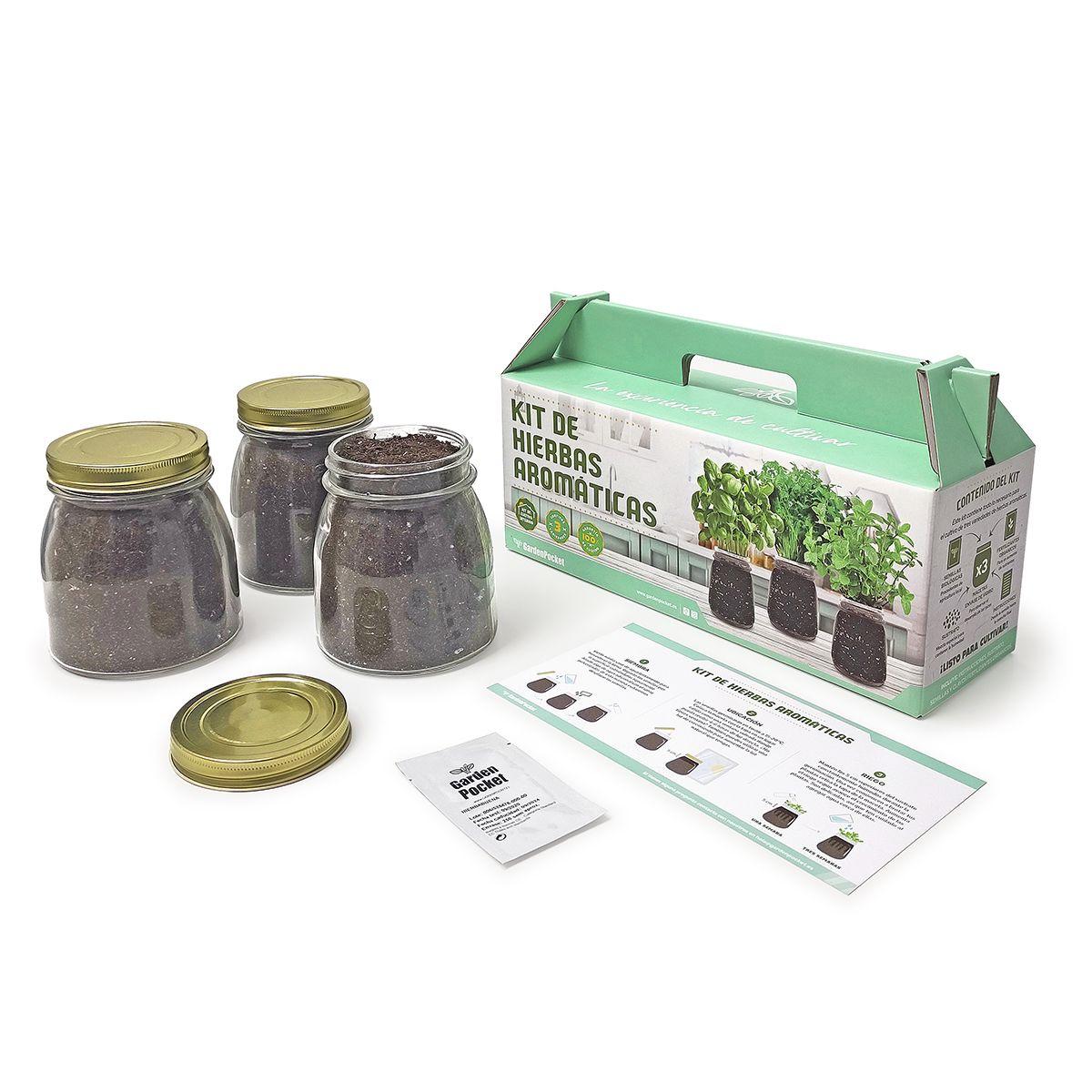 Kit for Planting TOP Aromatics in your Kitchen: Basil, Parsley and Mint, Garden Pocket