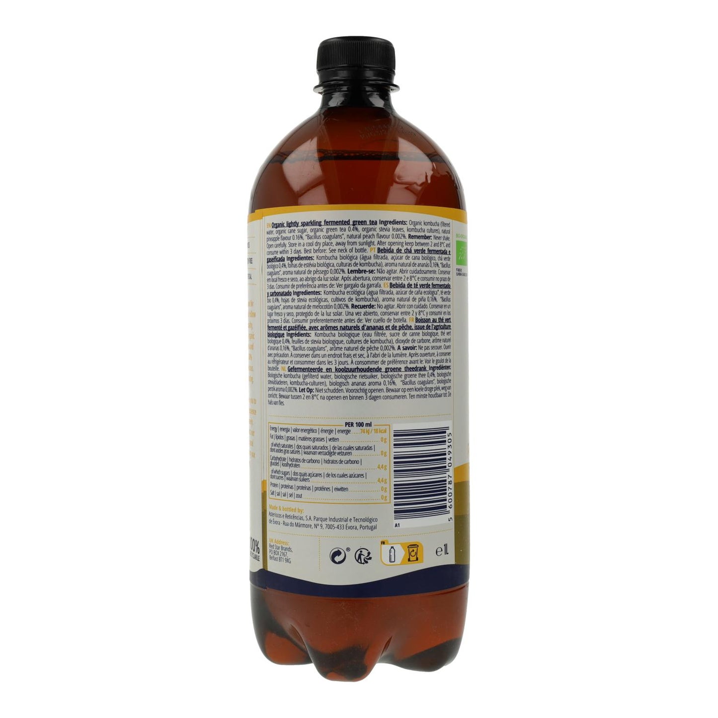 Kombucha ananas och persika BIO Captain Kombucha 1 L