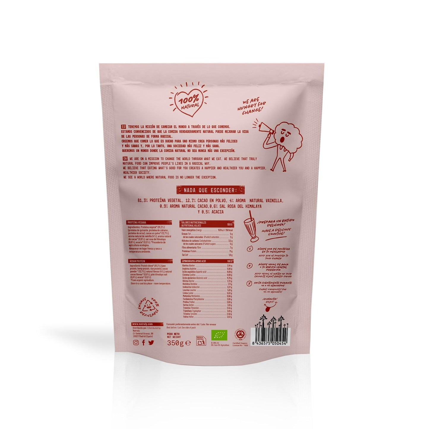 Veganistische proteïne Natruly chocolade 350 g