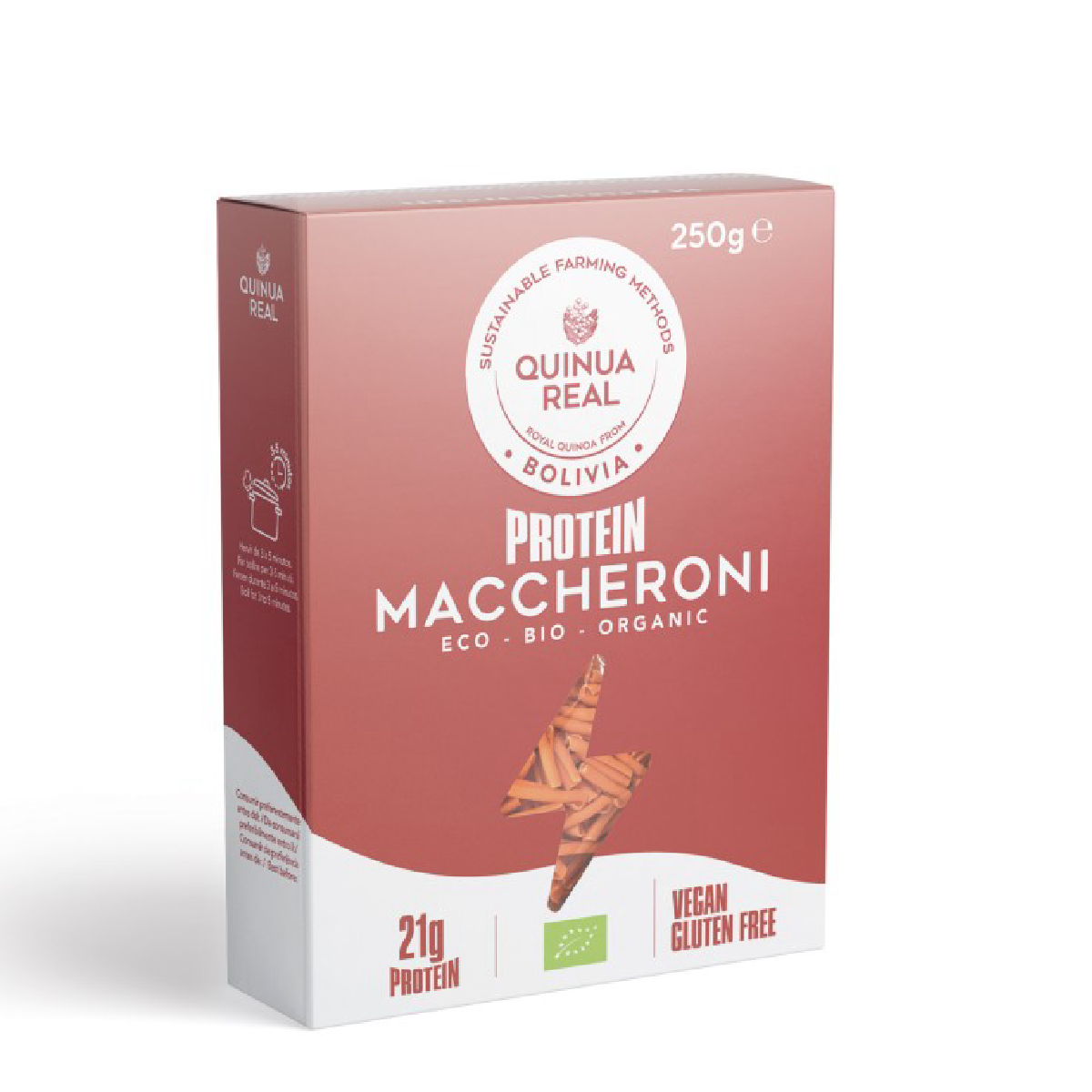 Pasta proteica Macheroni di quinoa reale, riso e lenticchie senza glutine Quinua Real 250 g