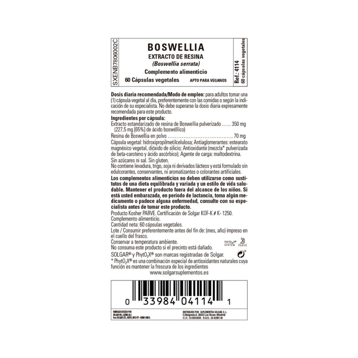 Boswellia-Harzextrakt Solgar 60 Kapseln