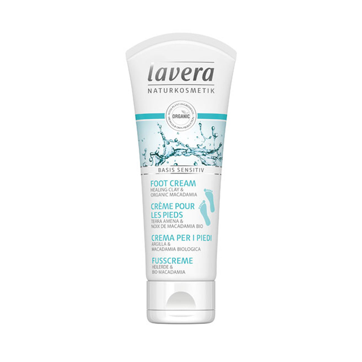 Crème pour les pieds Basis Sensitive à l'huile de macadamia et à l'argile Lavera 75 ml