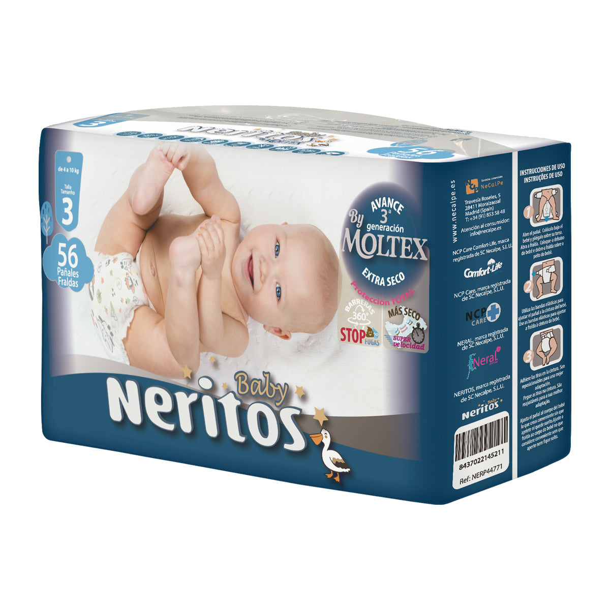 Pieluchy Neritos Baby by Moltex T3 (4-10 kg) 56 szt.