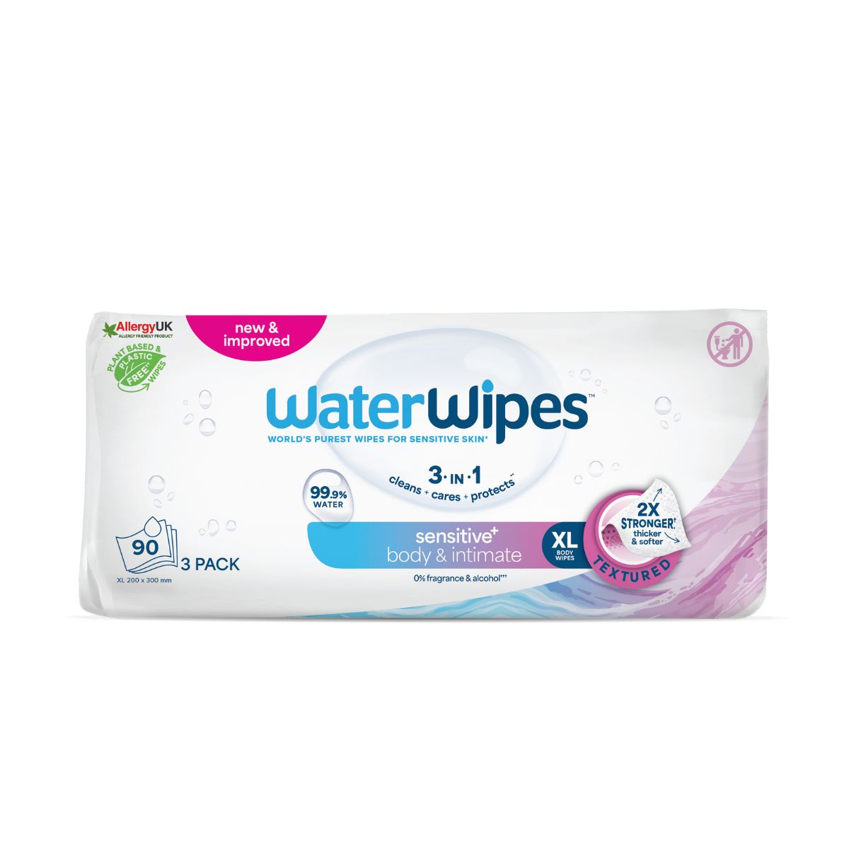 Våtservetter för vuxna WaterWipes Förpackning med 3 paket à 30 st