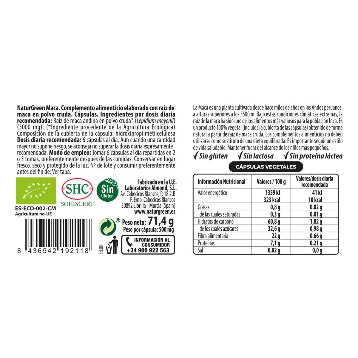 Maca-Kapseln Bio EXPERIENCE Naturgreen 120 Kapseln