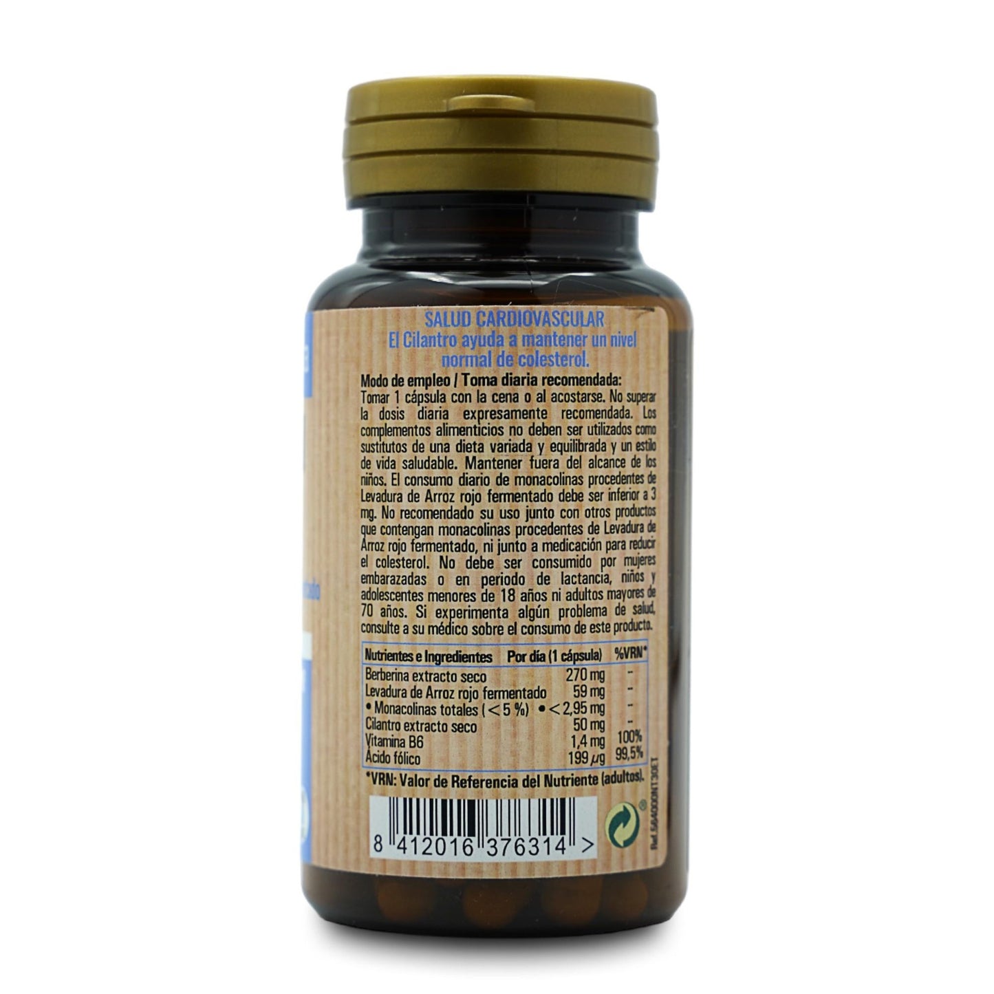 Cholesterin plus Berberin + fermentierte rote Hefe + Koriander, 30 Kapseln NaturTierra