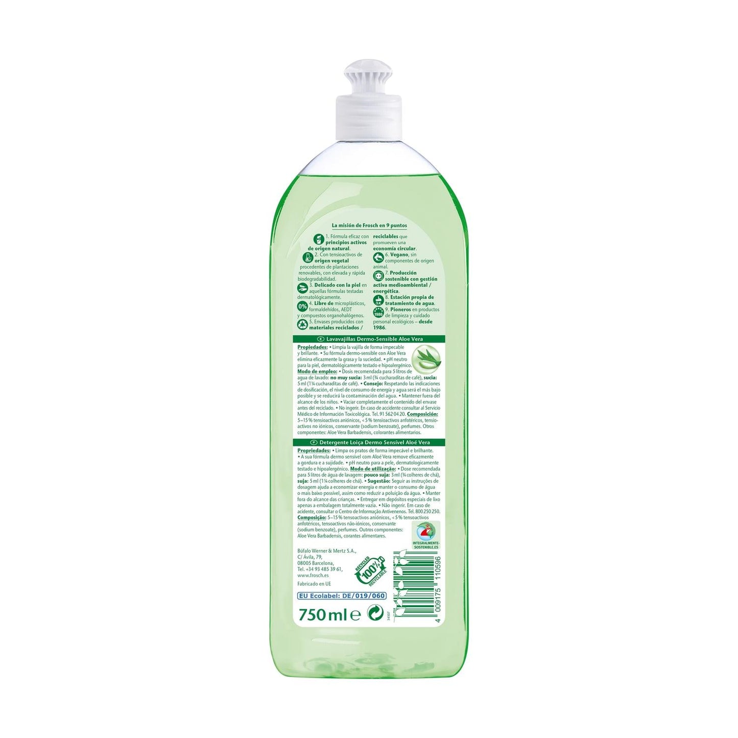 Liquide vaisselle Frosch Eco à l'aloe vera 750 ml