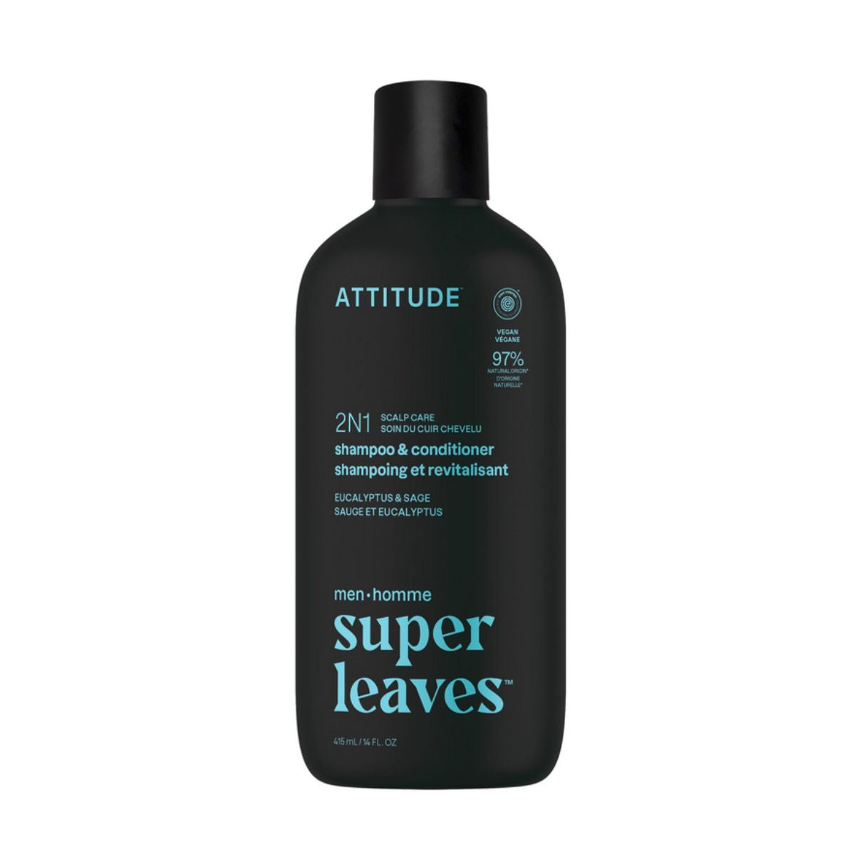 Super leaves 2-i-1 schampo och balsam – Eukalyptus och salvia, Attitude, 415 ml