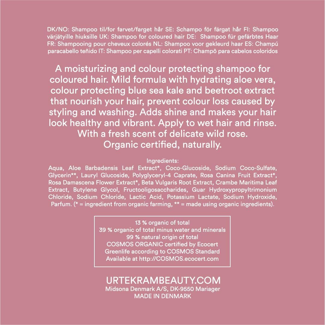 Shampoo Soft Wild Rose Color Urtekram, 500 ml