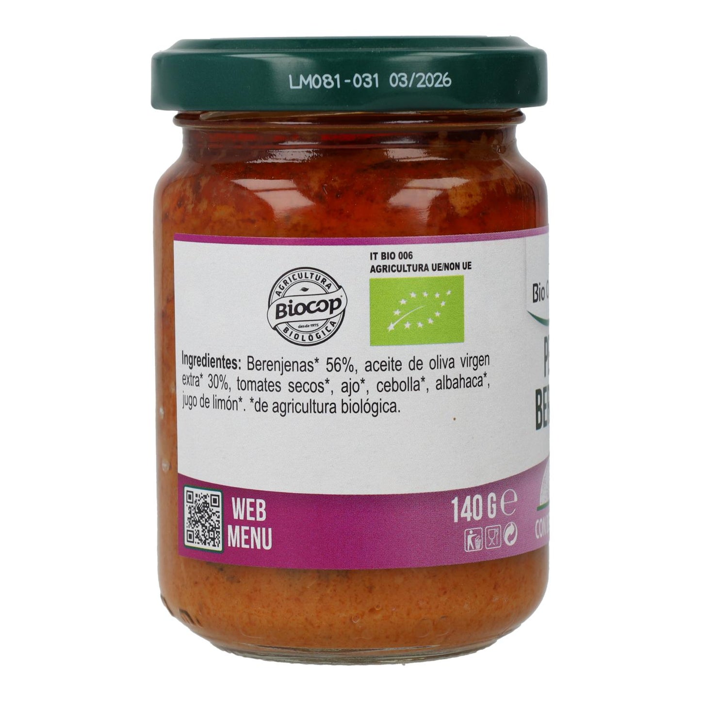 Veganes Bio-Auberginenpesto aus Italien, 140 g
