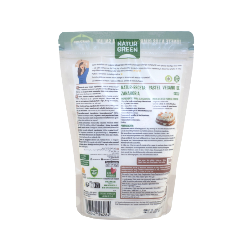 Glutenfreies Vollkornhafermehl NaturGreen 500 g