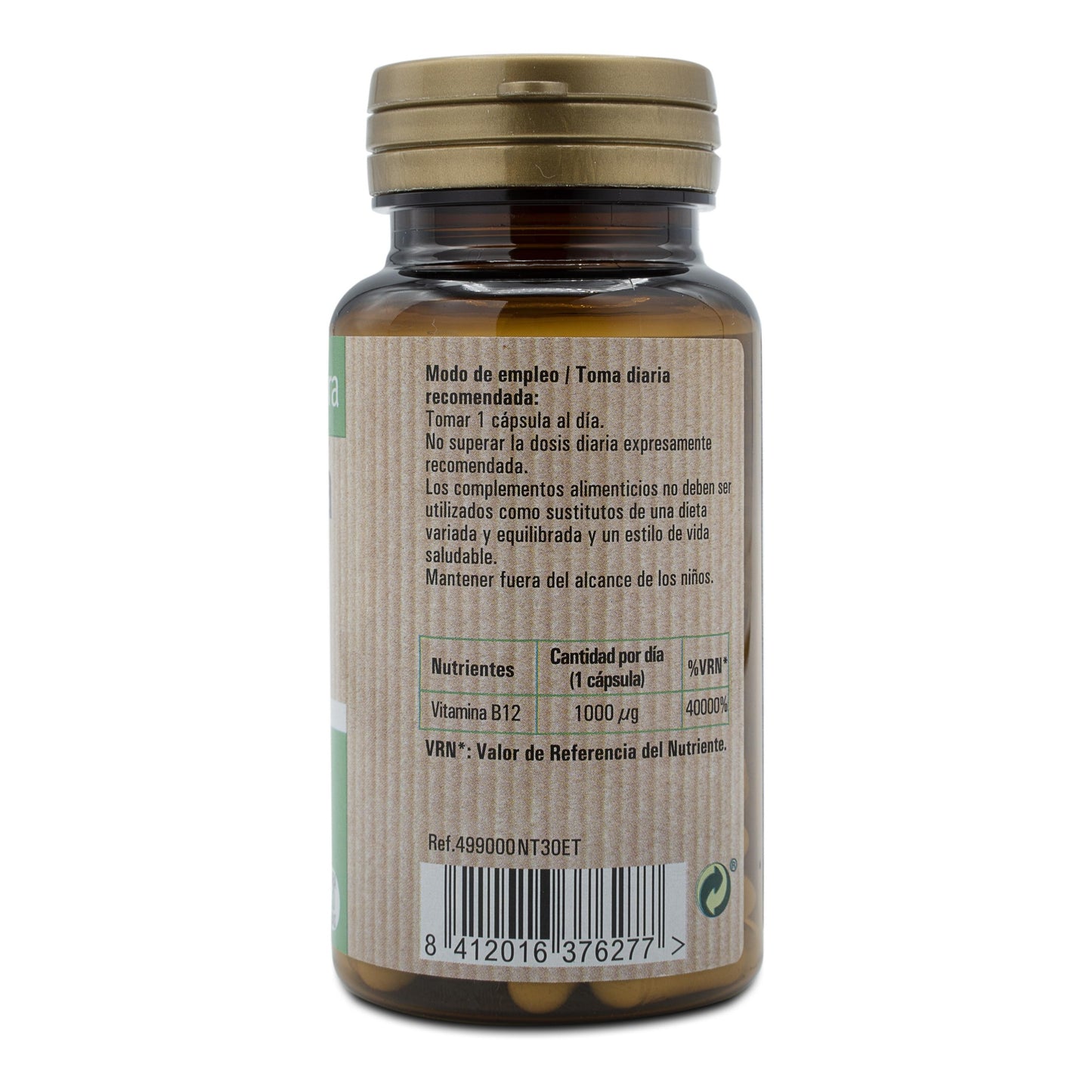 Vitamin B12, 30 Vegetable Capsules. NaturTierra
