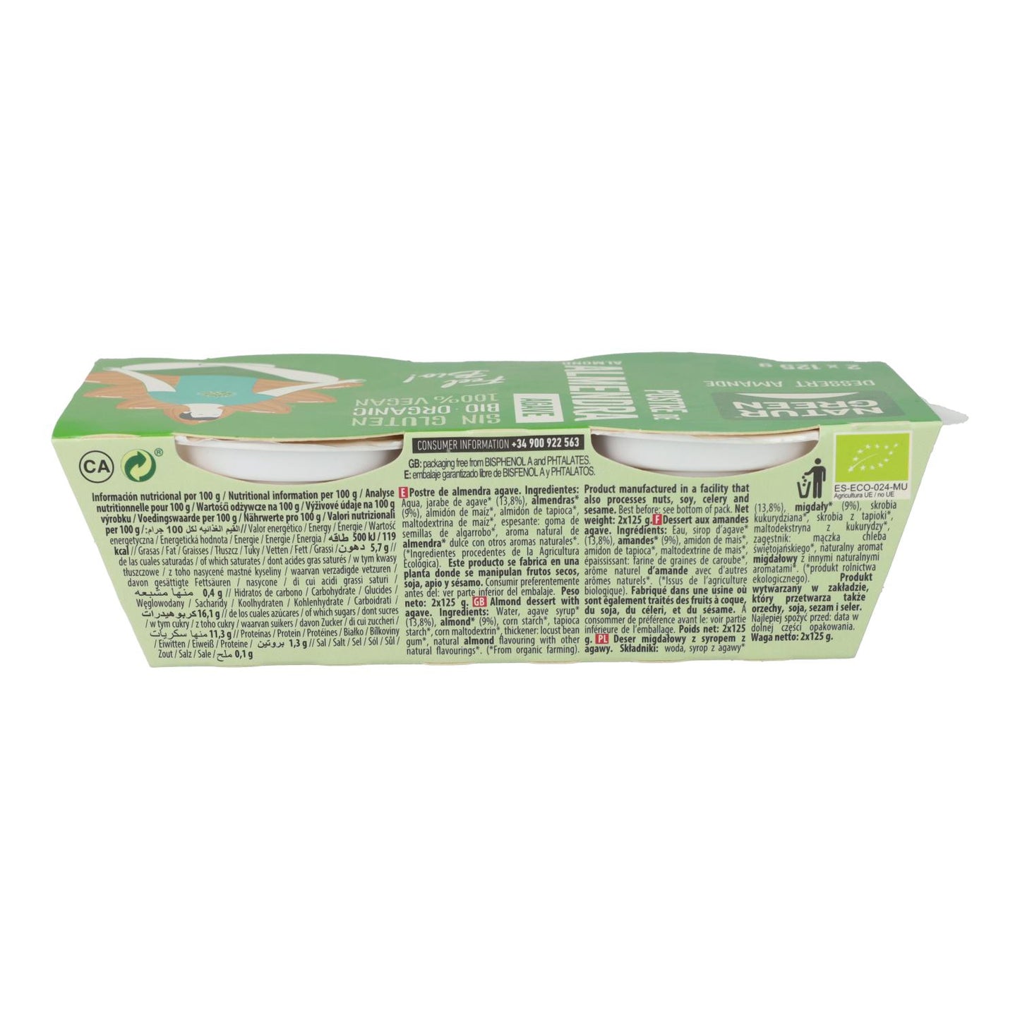 NaturGreen Mandel-Agaven-Dessert, 2 x 125 g