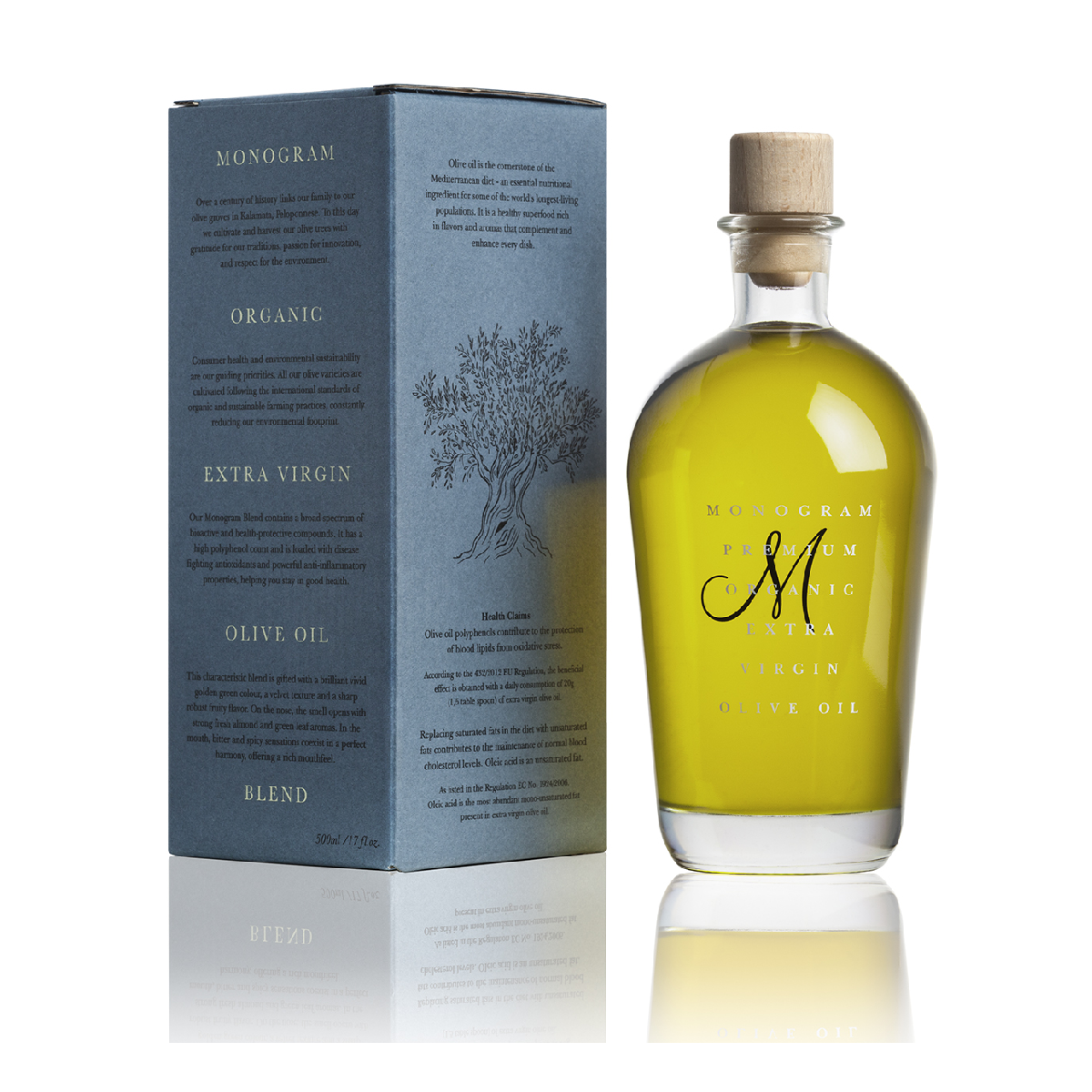Mélange d'huile d'olive vierge extra biologique premium Monogram 500 ml