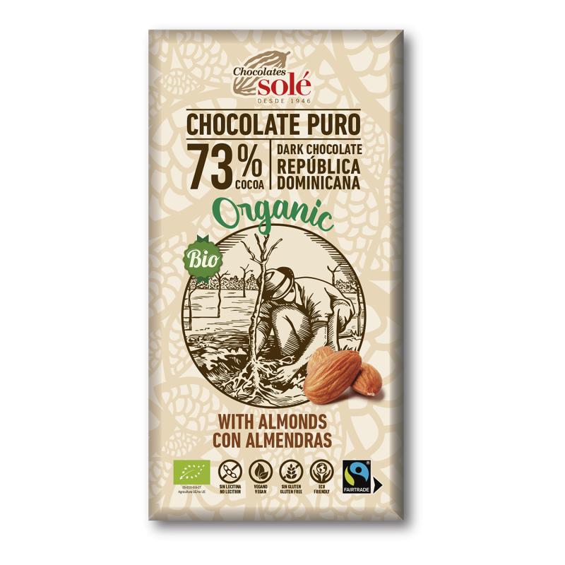 Solé 73% Dark Chocolate with Almonds 150 g