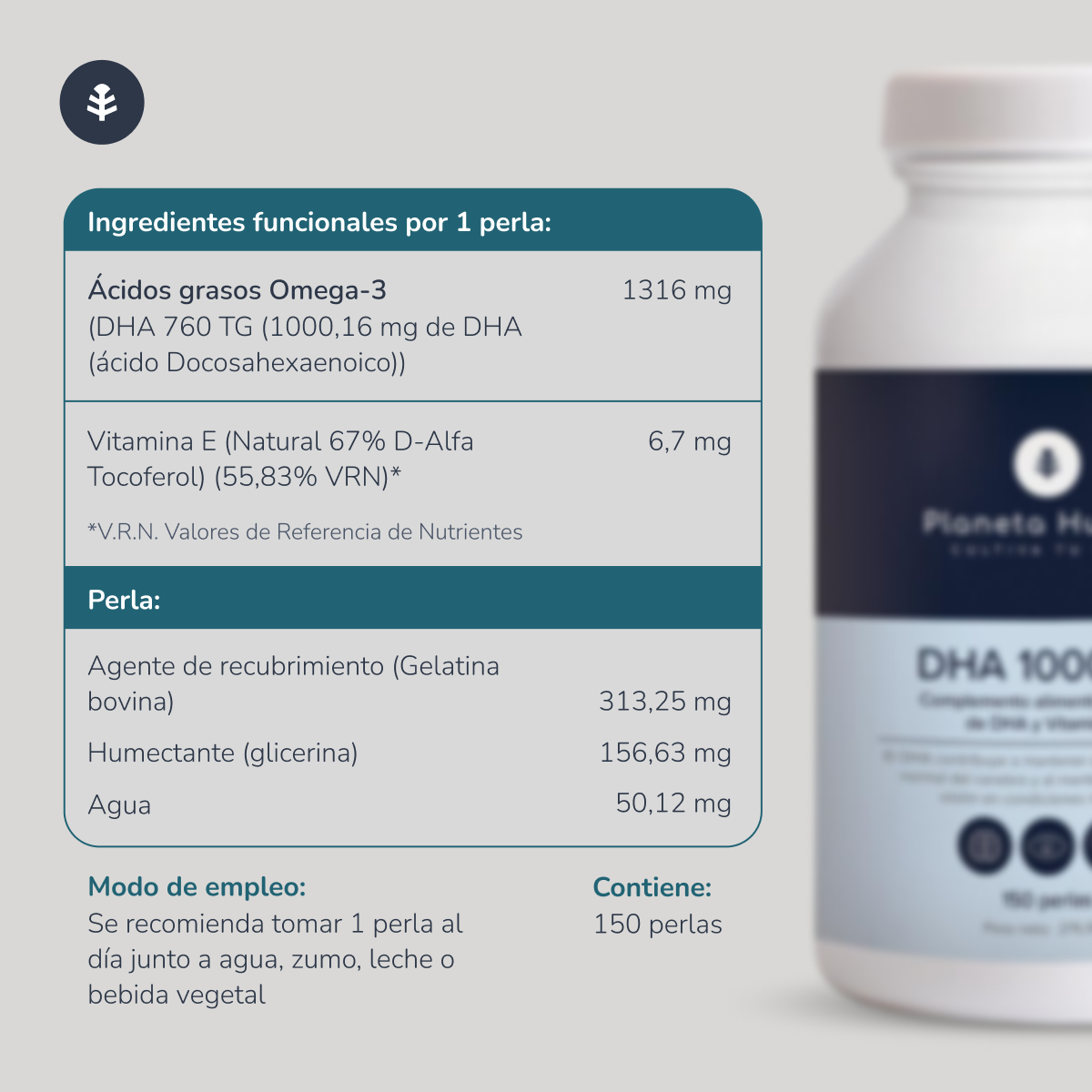 DHA 1000 mg Planeta Huerto 150 parels