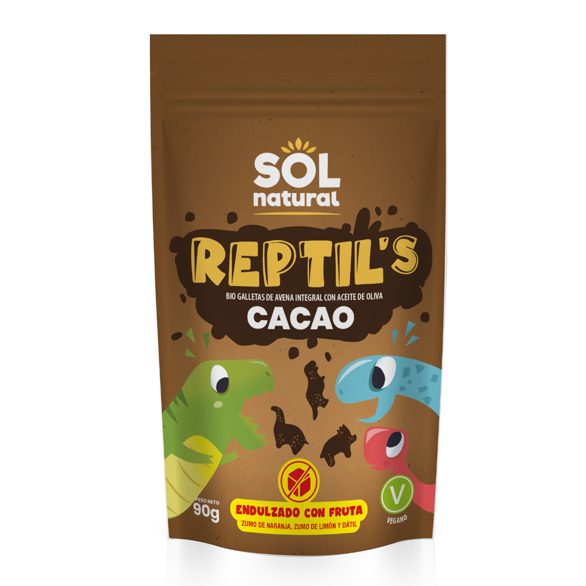 Pack of 2 x Organic Oat, Fruit and Cocoa Biscuits for Children, Sol Natural 90 g